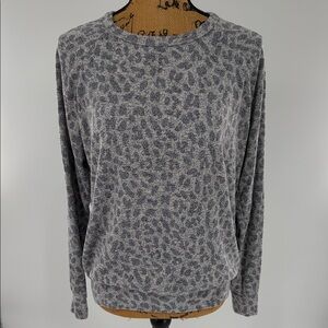 Buffalo David Bitton Gray Animal Print Crew Neck Sweatershirt